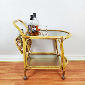 Vintage Bamboo Drinks Trolley by Angrave's Invincible side