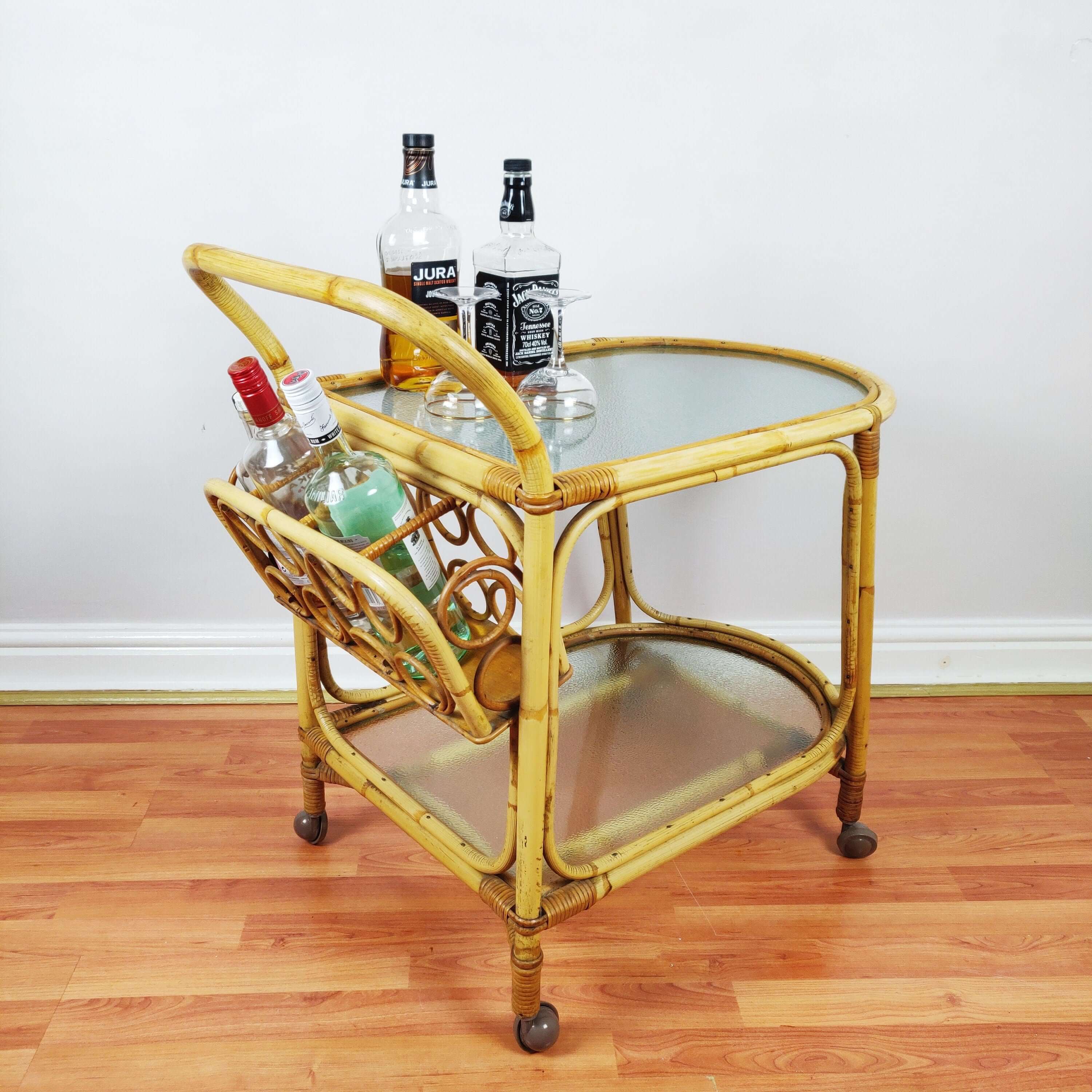 Vintage Bamboo Drinks Trolley by Angrave's Invincible back
