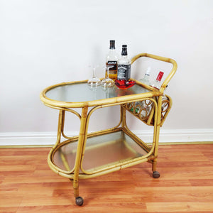 Vintage Bamboo Drinks Trolley by Angrave's Invincible front