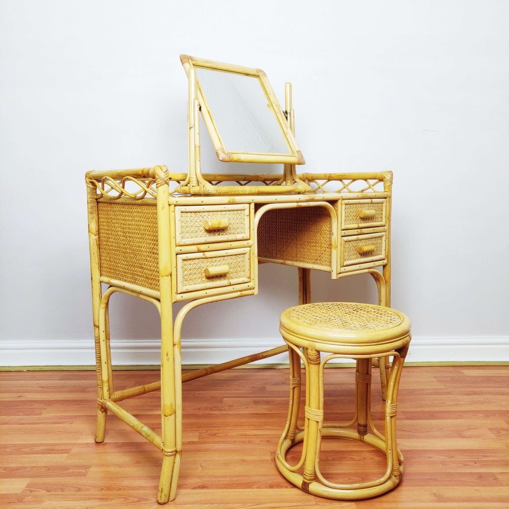 Angraves Cane Furniture Bamboo Dressing Table front angle view