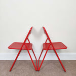 Load image into Gallery viewer, Vintage Folding Dining Chairs back to back closer
