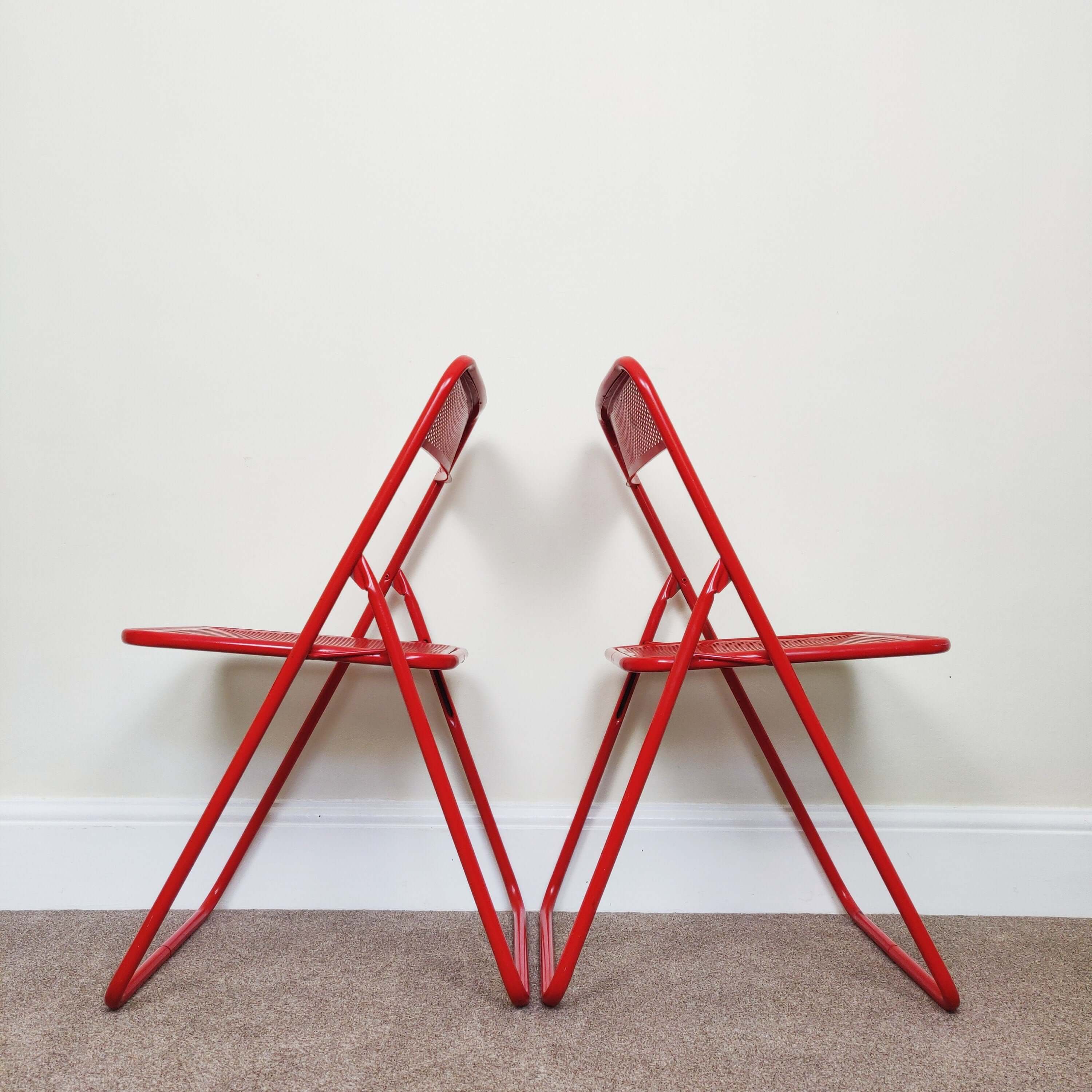 Vintage Folding Dining Chairs back to back