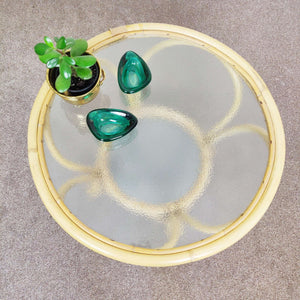 Vintage Bamboo and Glass Coffee table top view
