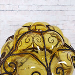 Load image into Gallery viewer, Caged Blown Glass Lantern upside down close up
