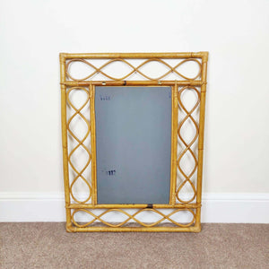Large French Vintage Bamboo Rattan Mirror back view