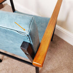 Load image into Gallery viewer, Blue mid century armchair armrest
