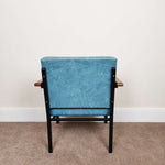 Load image into Gallery viewer, Blue mid century armchair view from back
