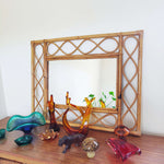Load image into Gallery viewer, Large French Vintage Bamboo Rattan Mirror front view

