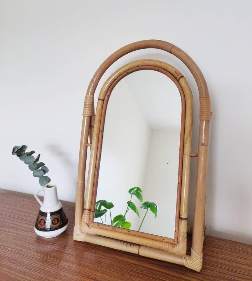 Gold Bamboo Mirror front view