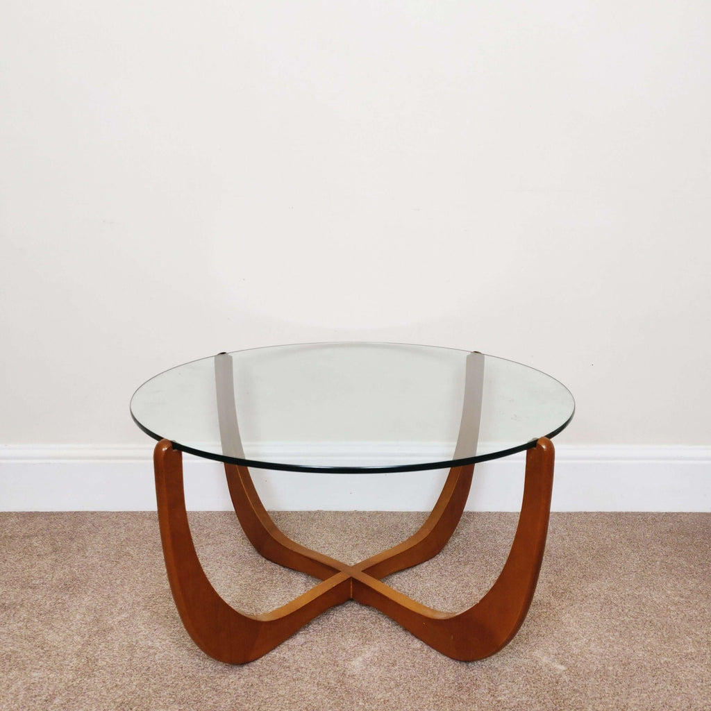 Vintage Glass Coffee Table front top view