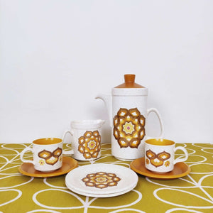 Palissy Royal Worcester Kalabar Stoneware Coffee Set, 70s Retro Tea Coffee Cup Pot Jug Set