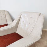 Load image into Gallery viewer, A Pair of Mid Century Lounge Chairs, Vintage Leatherette Danish Style Armchairs, Retro
