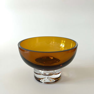 Vintage Amber Glass Bowl - 1970s Italian Glass Candy Sweet Dish
