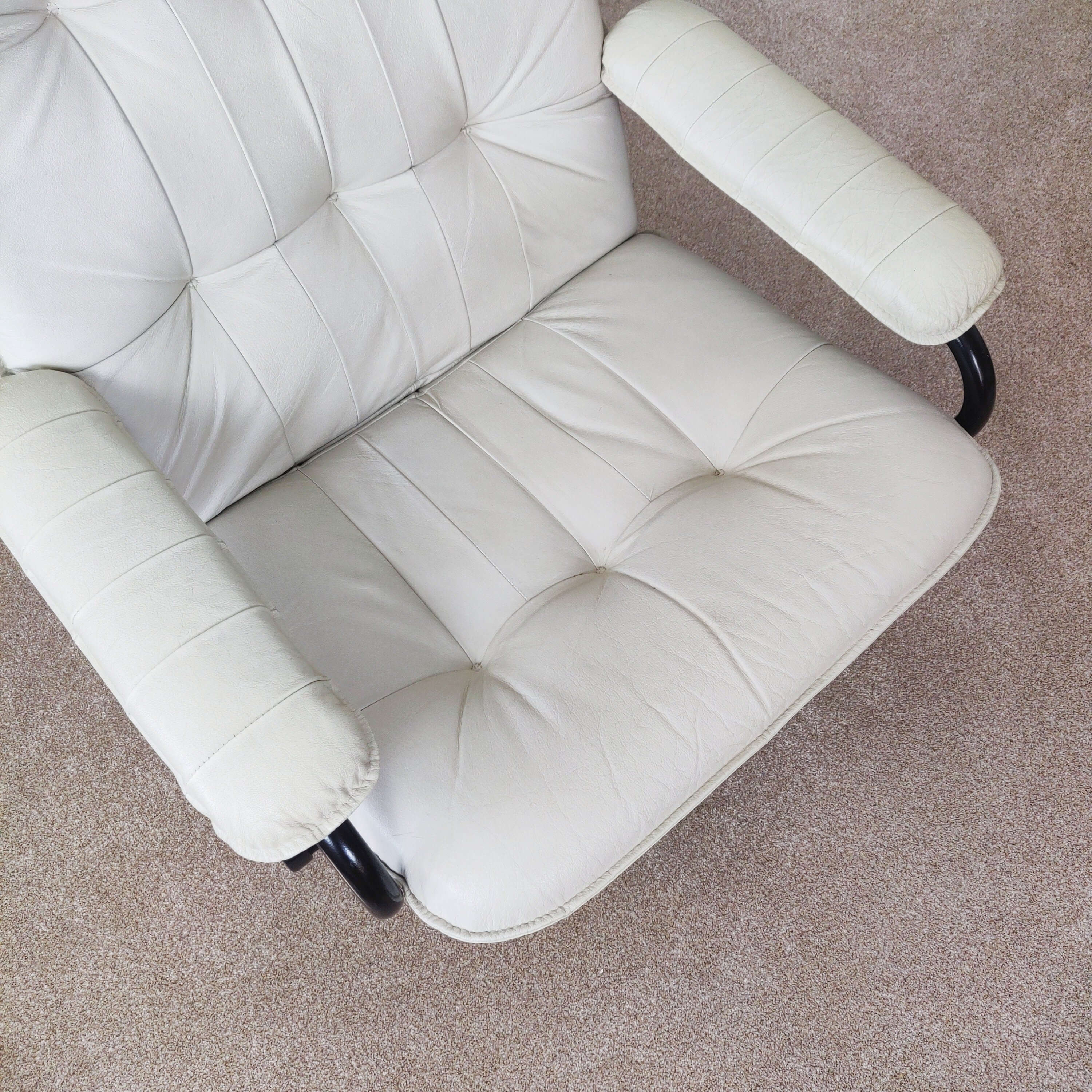 Danish Leather Swivel Chair with foot stool by Unico