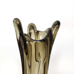 Load image into Gallery viewer, Pair of Italian Vintage Smoked Glass Vases, Mid Century Handmade Tall Grey Glass Vases
