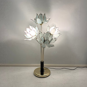 Mid Century Lotus Floor Lamp, Hollywood Regency Brass Standard Lamp