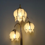 Load image into Gallery viewer, Mid Century Tulip Flower Floor Lamp, Hollywood Regency Brass Standard Lamp
