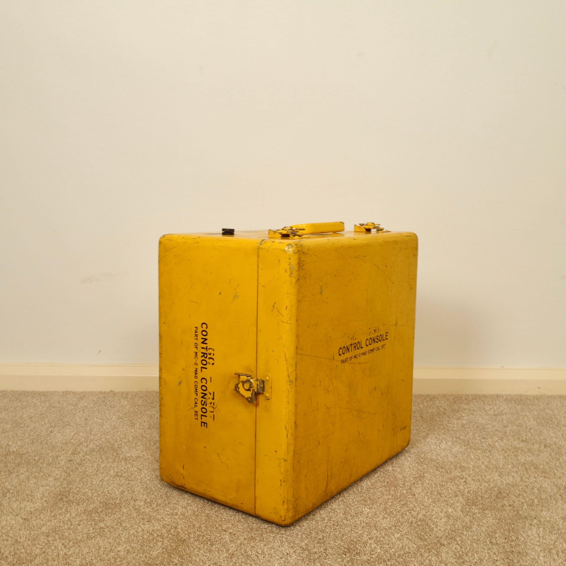 Yellow Vintage Metal Box, Industrial Tin Storage Box