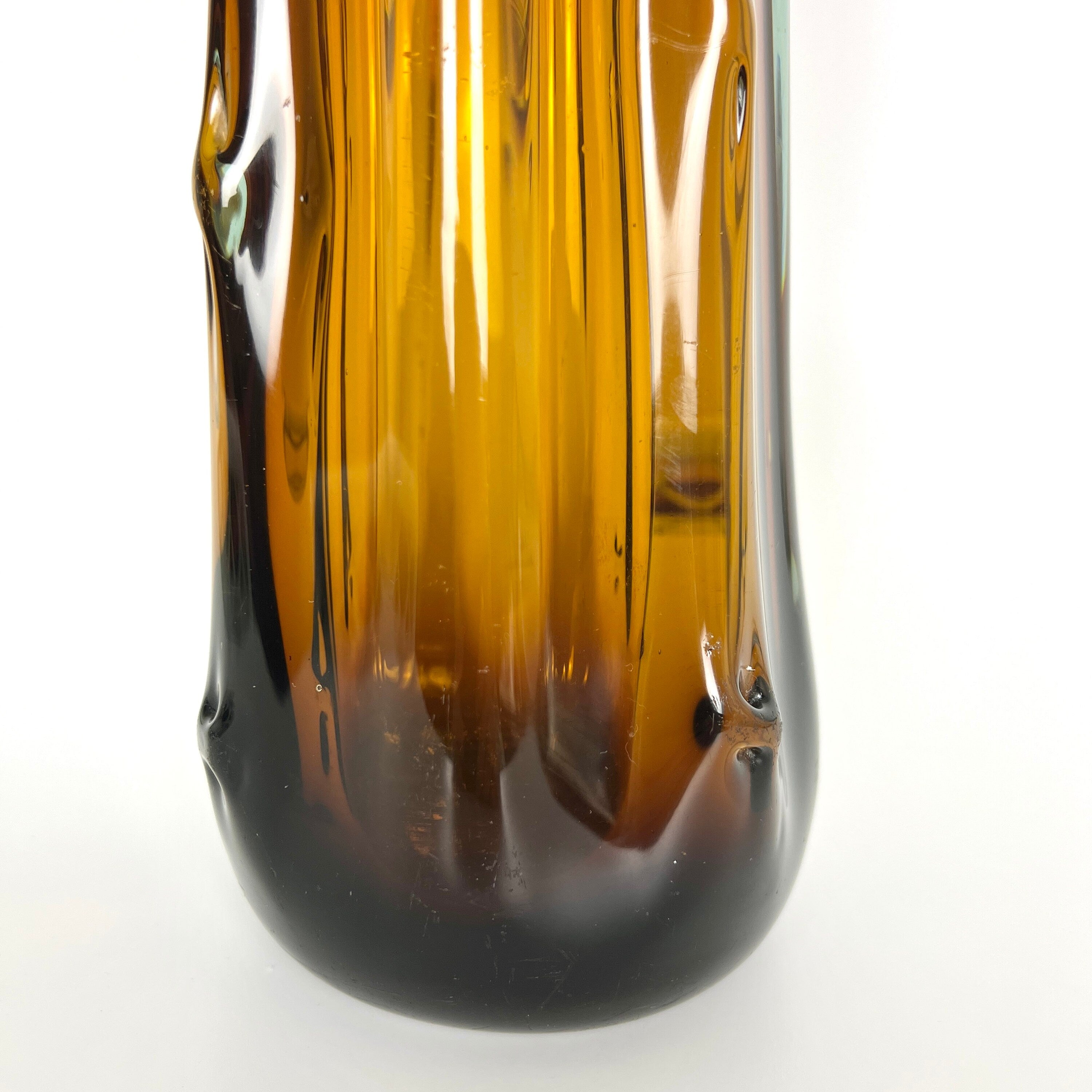 Japanese Mid Century Handmade Brown Glass Vase