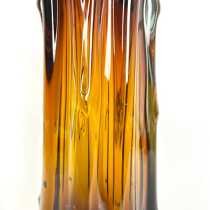 Japanese Mid Century Handmade Brown Glass Vase