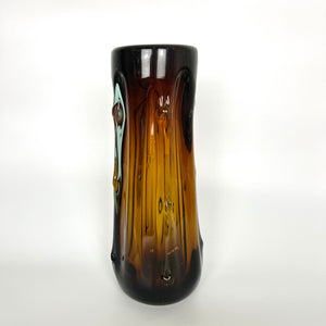 Japanese Mid Century Handmade Brown Glass Vase