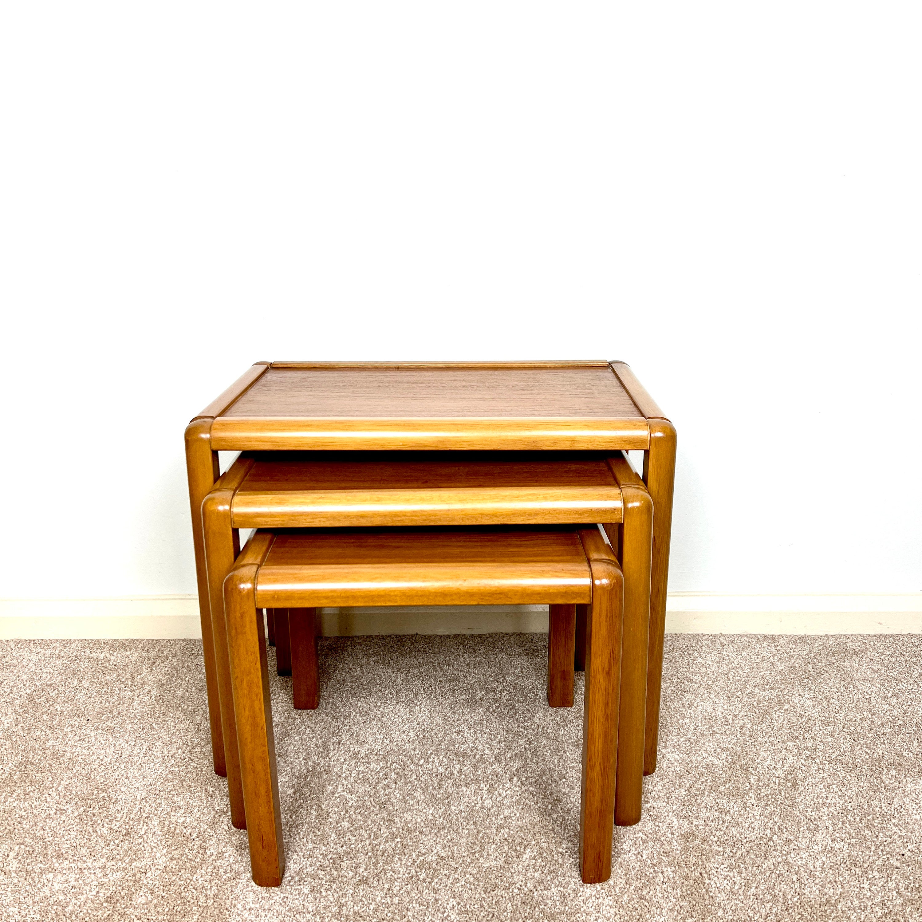 Danish Teak Nest of Tables, Mid-Century Modern Retro Stacking Coffee Tables