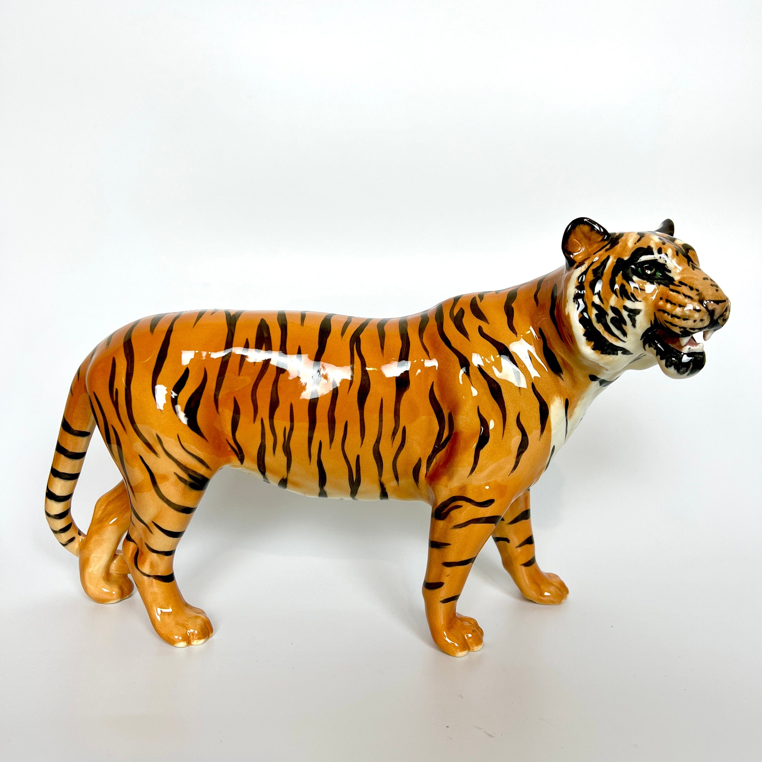 Large Vintage Ceramic Tiger Figurines