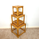 Load image into Gallery viewer, Vintage Tiki Boho Bamboo Rattan Nest of Tables
