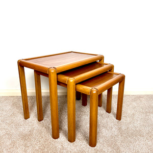 Danish Teak Nest of Tables, Mid-Century Modern Retro Stacking Coffee Tables