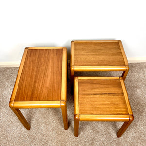 Danish Teak Nest of Tables, Mid-Century Modern Retro Stacking Coffee Tables