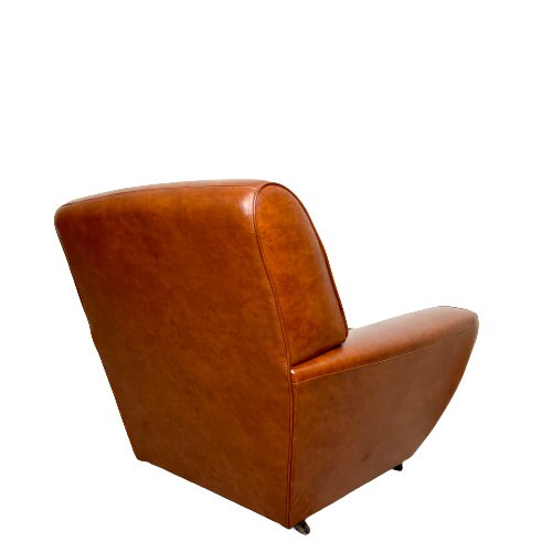 Mid Century Brown Faux Leather Armchair