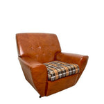 Load image into Gallery viewer, Mid Century Brown Faux Leather Armchair
