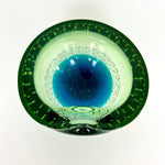 Load image into Gallery viewer, Vintage Italian Galliano Ferro Bullicante Green and Blue Murano Glass Dish Bowl

