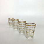 Load image into Gallery viewer, Italian Mid Century Gold Stripe Fluted Shot Glasses - Set of 4
