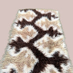 Load image into Gallery viewer, 180 cm Vintage Brown Cream Beige Wool High pile Flokati Rug 70s
