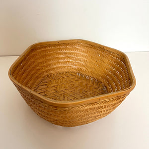 Vintage Wicker Large  Hexagon Fruit Basket