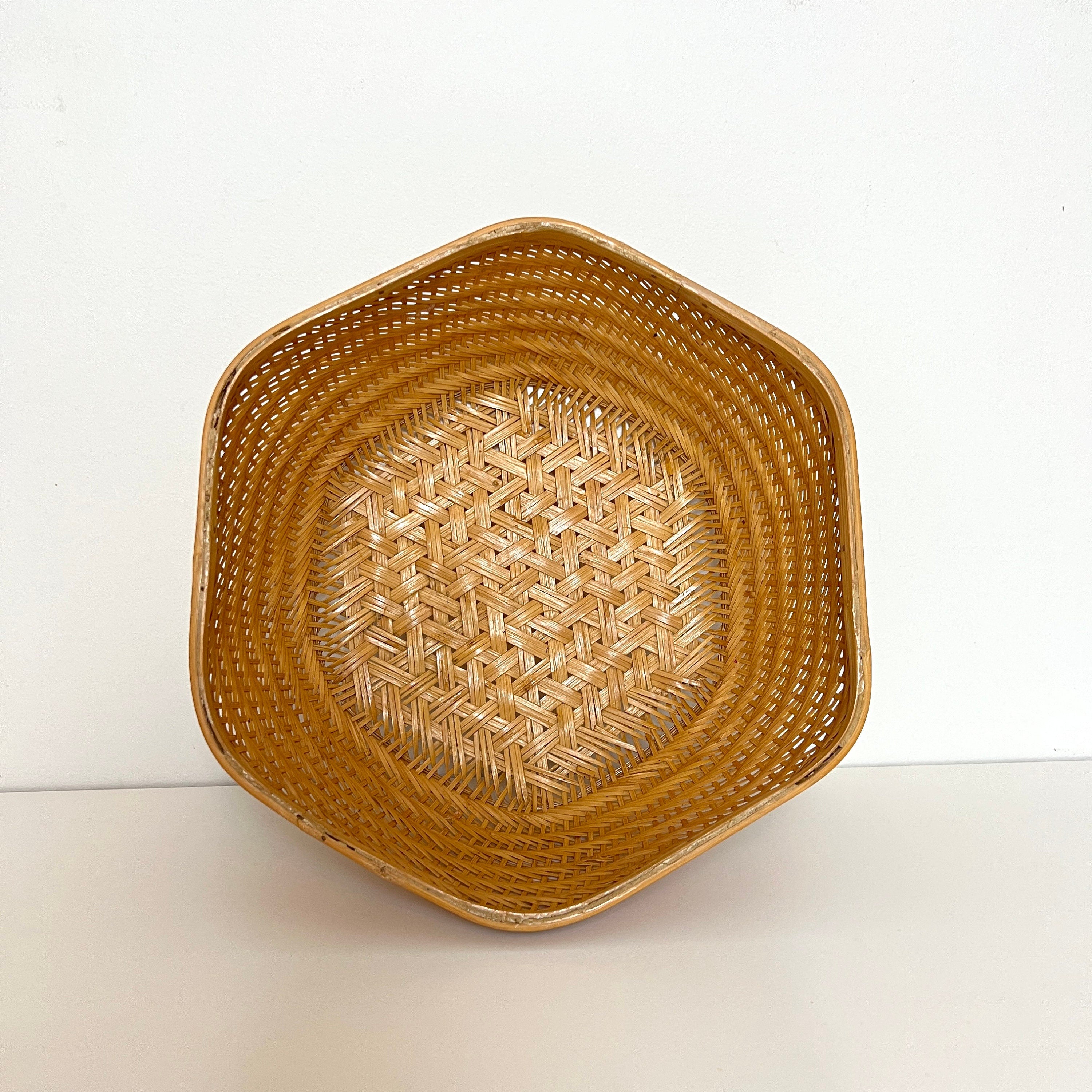 Vintage Wicker Large  Hexagon Fruit Basket