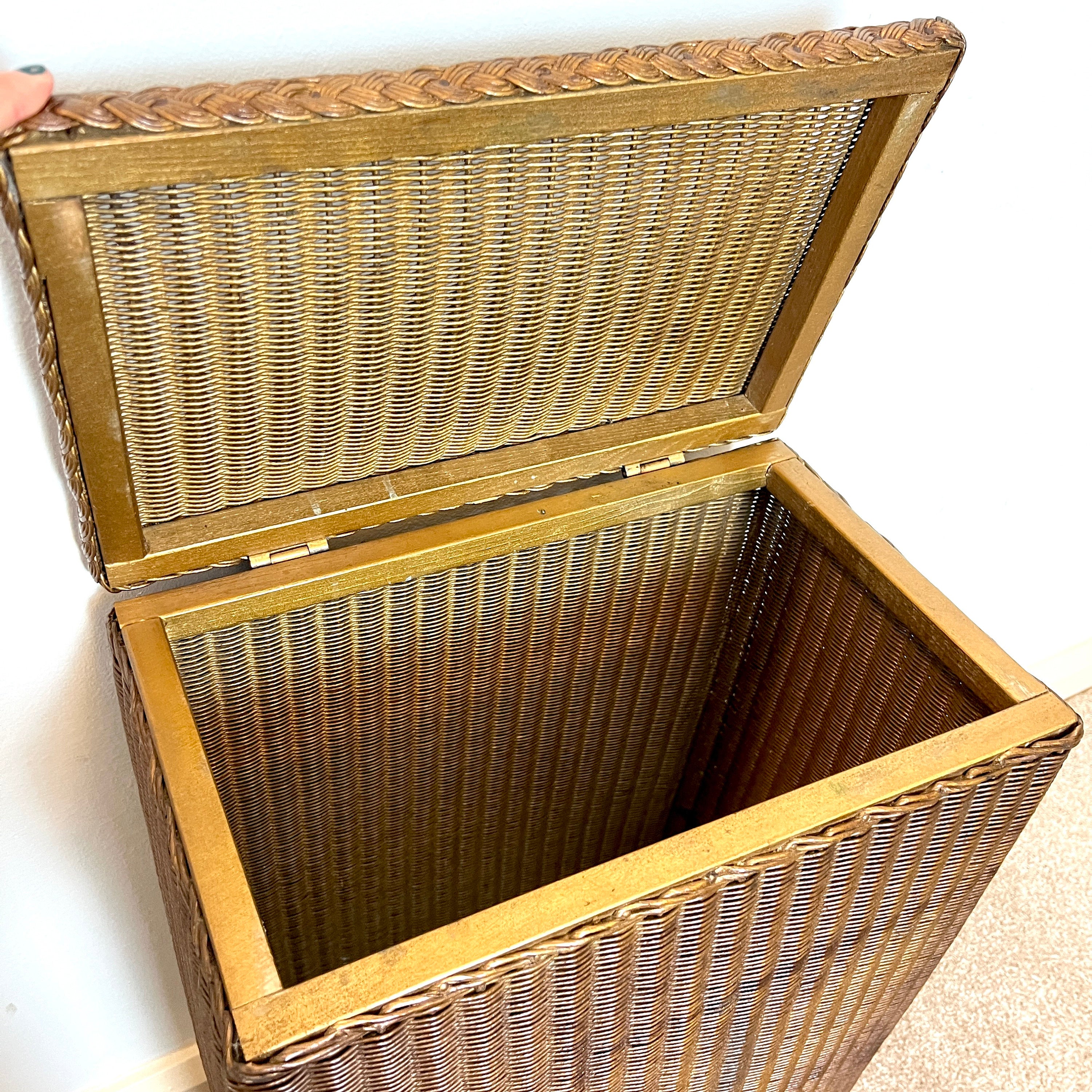 Original Lloyd Loom Lusty Vintage Gold  Bronze Laundry Linen Basket , Bedside table