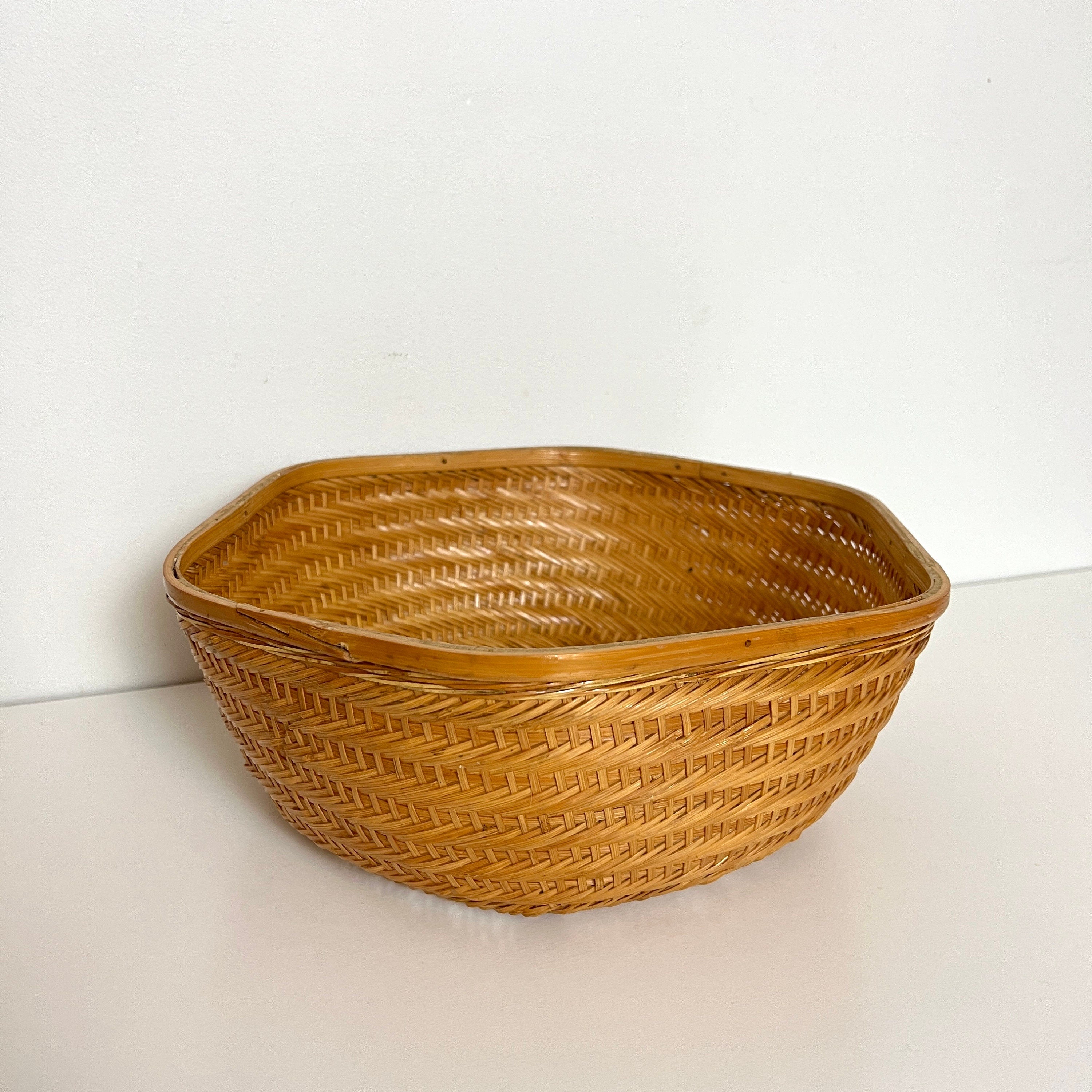 Vintage Wicker Large  Hexagon Fruit Basket