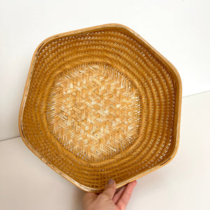 Vintage Wicker Large  Hexagon Fruit Basket