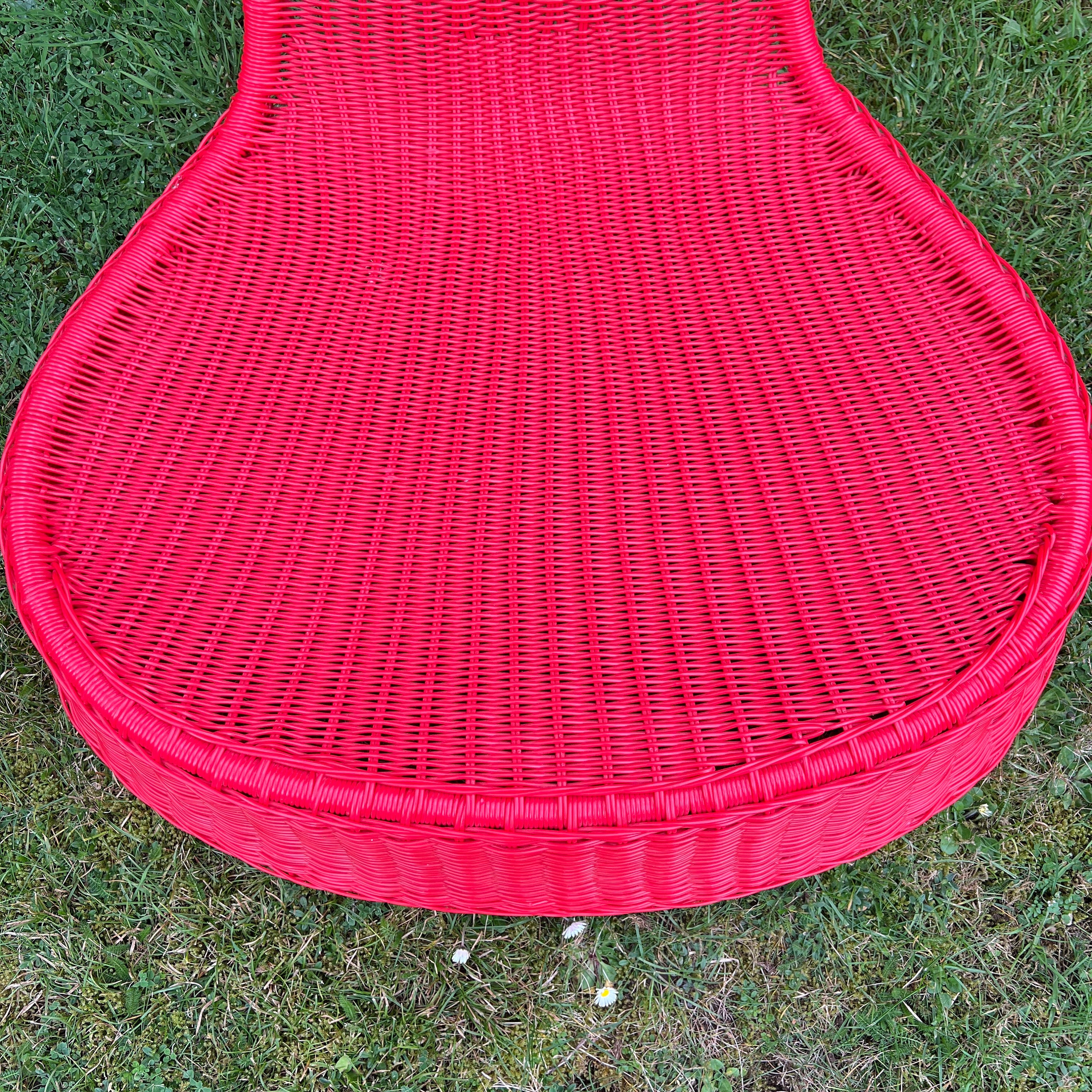 Vintage Red  Wicker Easy Lounge  Chair by Ikea